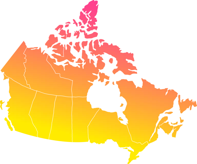 Gradient Map of Canada yellow and pink contact ADHD centre for women